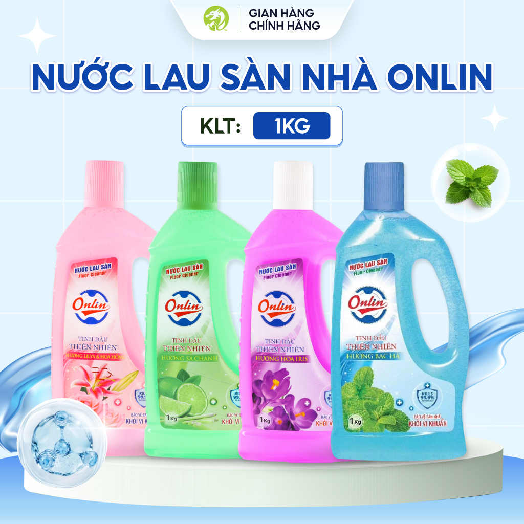 Nước lau sàn ONLIN sạch khuẩn mọi góc, thơm mát cả nhà (chai 1KG)