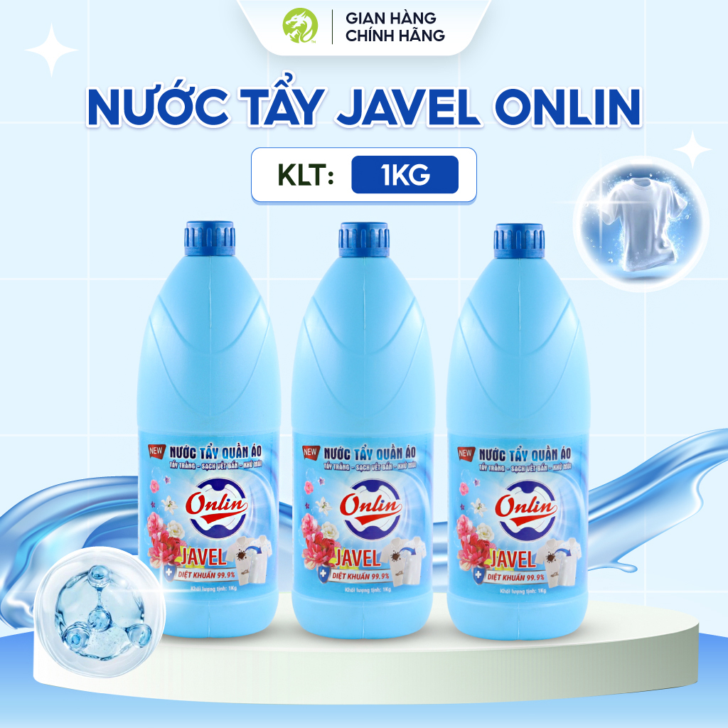 Nước tẩy javel ONLIN tẩy trắng hiệu quả (chai 1KG)