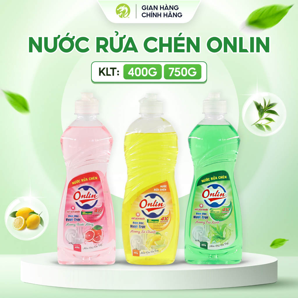 Nước rửa chén ONLIN công thức đậm đặc, làm sạch gấp 4 lần (chai 400g - 750g)
